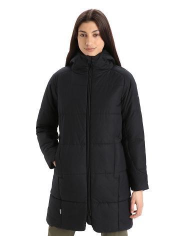 Women's Icebreaker MerinoLoft™ Collingwood II 3Q Hooded Jackets Black | CA 1291NWYB